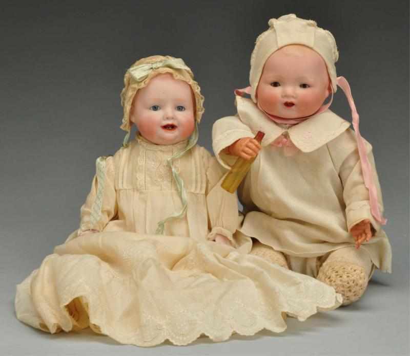 Appraisal: Lot of German Bisque Baby Dolls Description Both with bisque