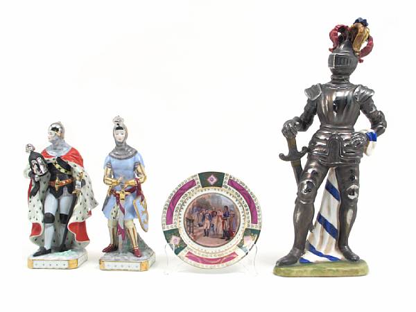 Appraisal: A group of seven porcelain military figures together with two