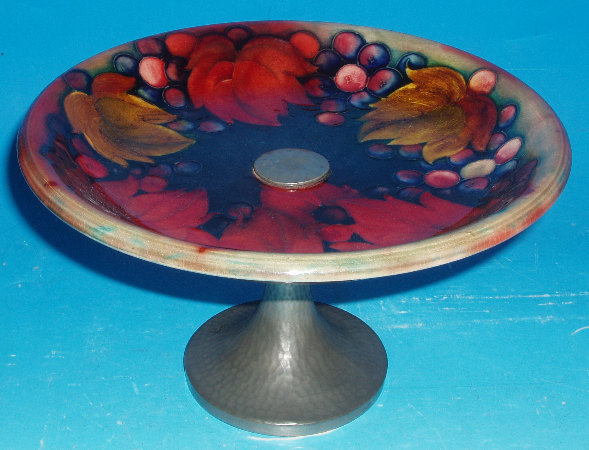 Appraisal: Taza On Pewter Stand Flambe Leaf Berries Diameter cm