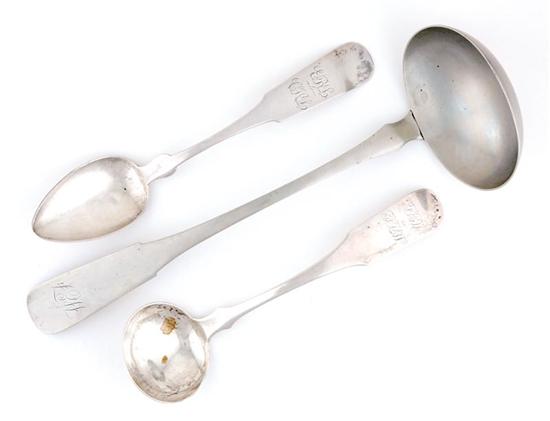 Appraisal: Southern coin silver flatware and Philadelphia silverplate ladle Baltimore Maryland