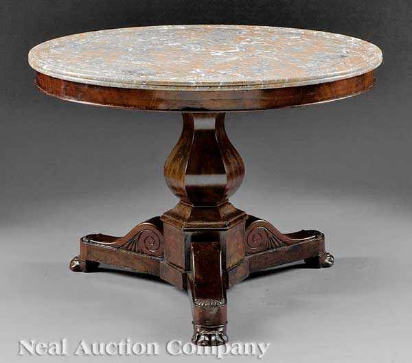 Appraisal: A Charles X Carved Mahogany Center Table early th c