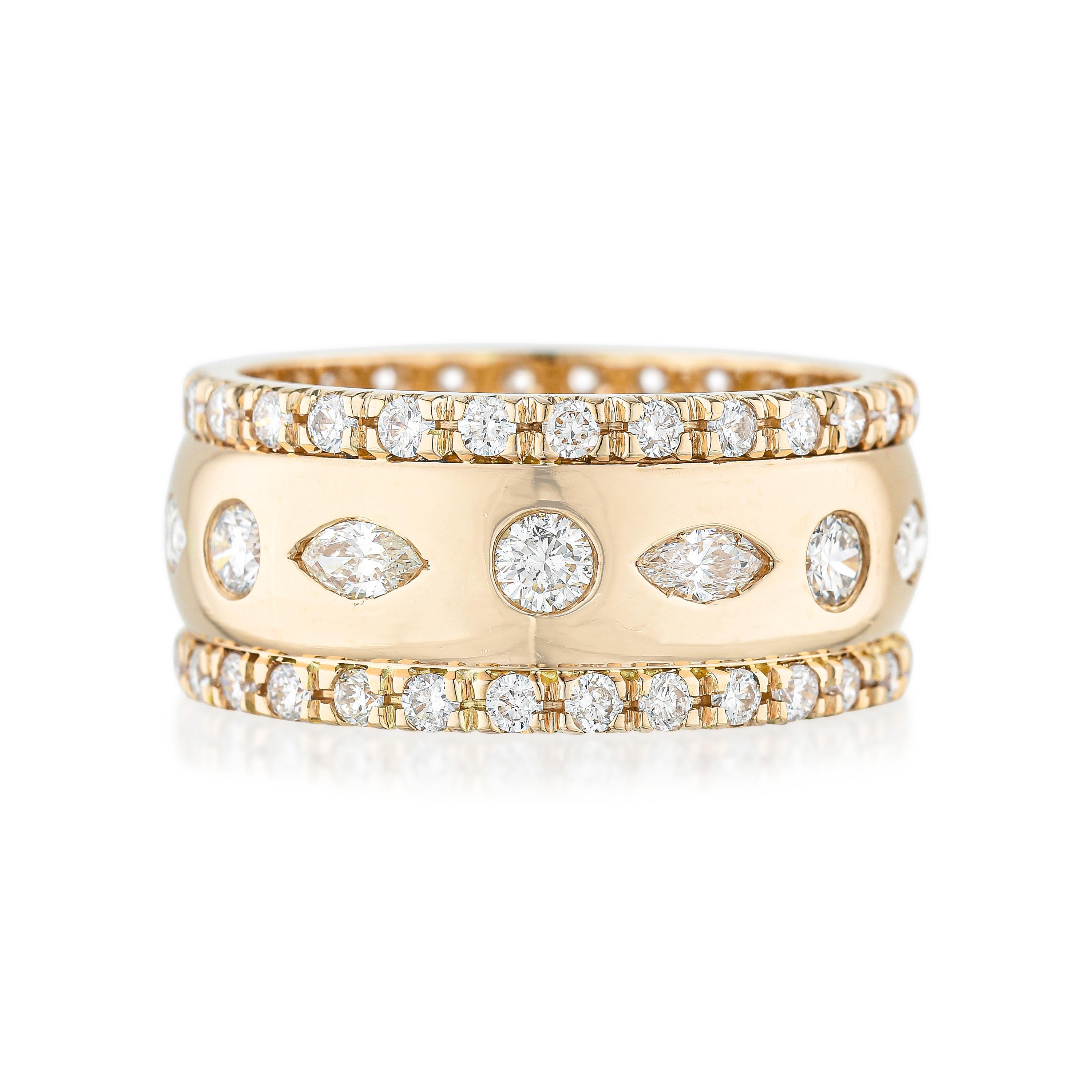 Appraisal: DIAMOND WIDE BAND METAL K rose gold GEMSTONE S round