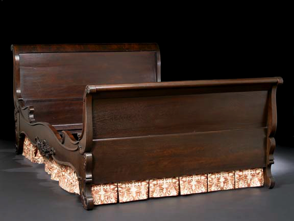 Appraisal: American Late Classical Mahogany Sleigh Bed mid- th century with