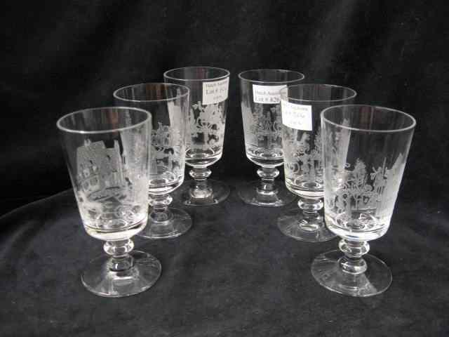 Appraisal: Heisey Glass ''Tally Ho'' Etched Stemware '' glasses excellent