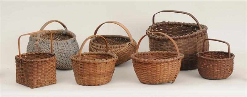 Appraisal: SEVEN BASKETS Including one blue stained