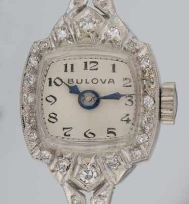 Appraisal: A Ladies' Bulova Gold and Diamond Dress Watch k white