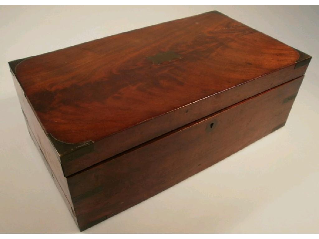 Appraisal: An early thC flamed mahogany duet writing box with fitted