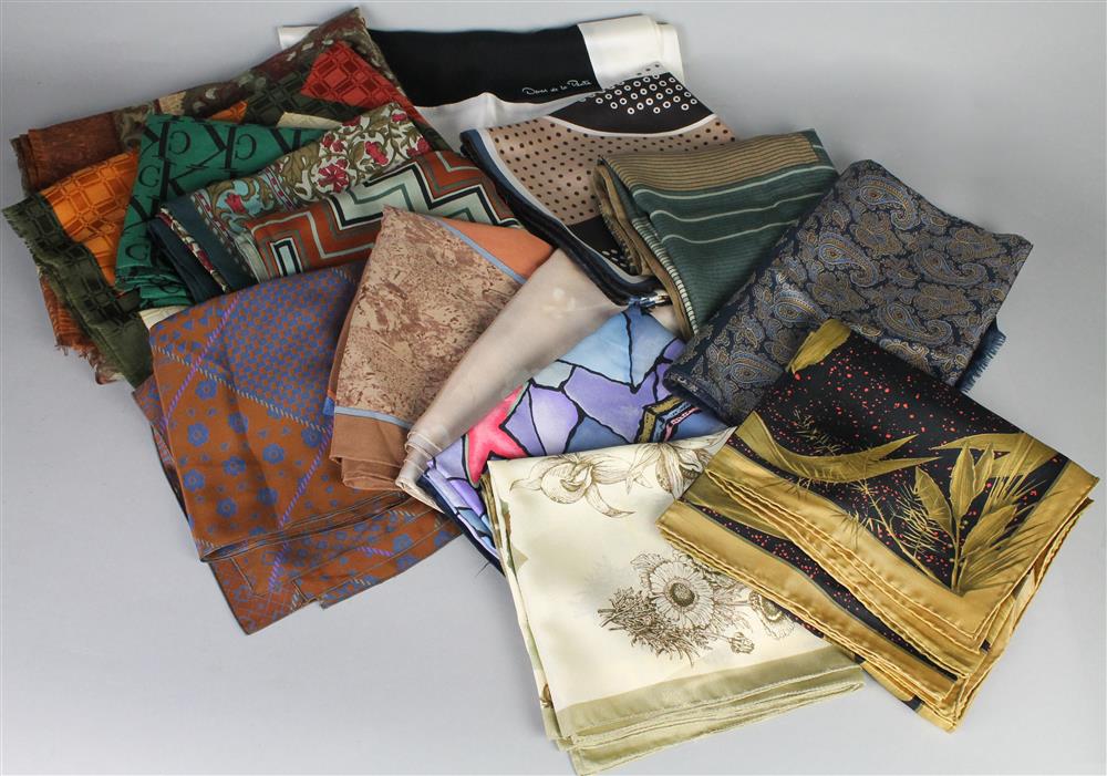 Appraisal: WARDROBE OF SCARVES AND SHAWLS including thin rectangular silk scarf