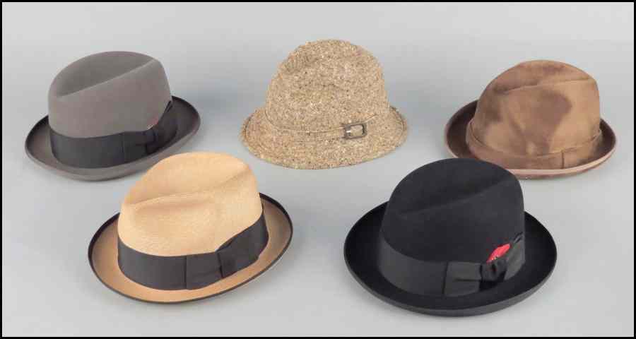 Appraisal: GROUP OF MEN'S HATS Comprised of three Dobbs hats one