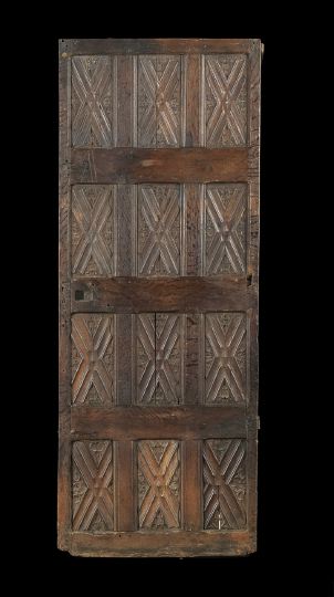 Appraisal: Continental Carved Oak Door th century in the Gothic manner