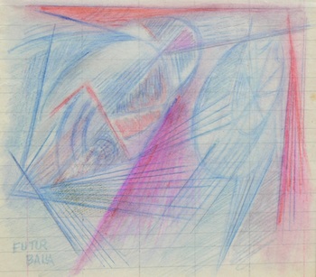 Appraisal: Giacomo Balla Italian - Futur Colored pencil on lined paper