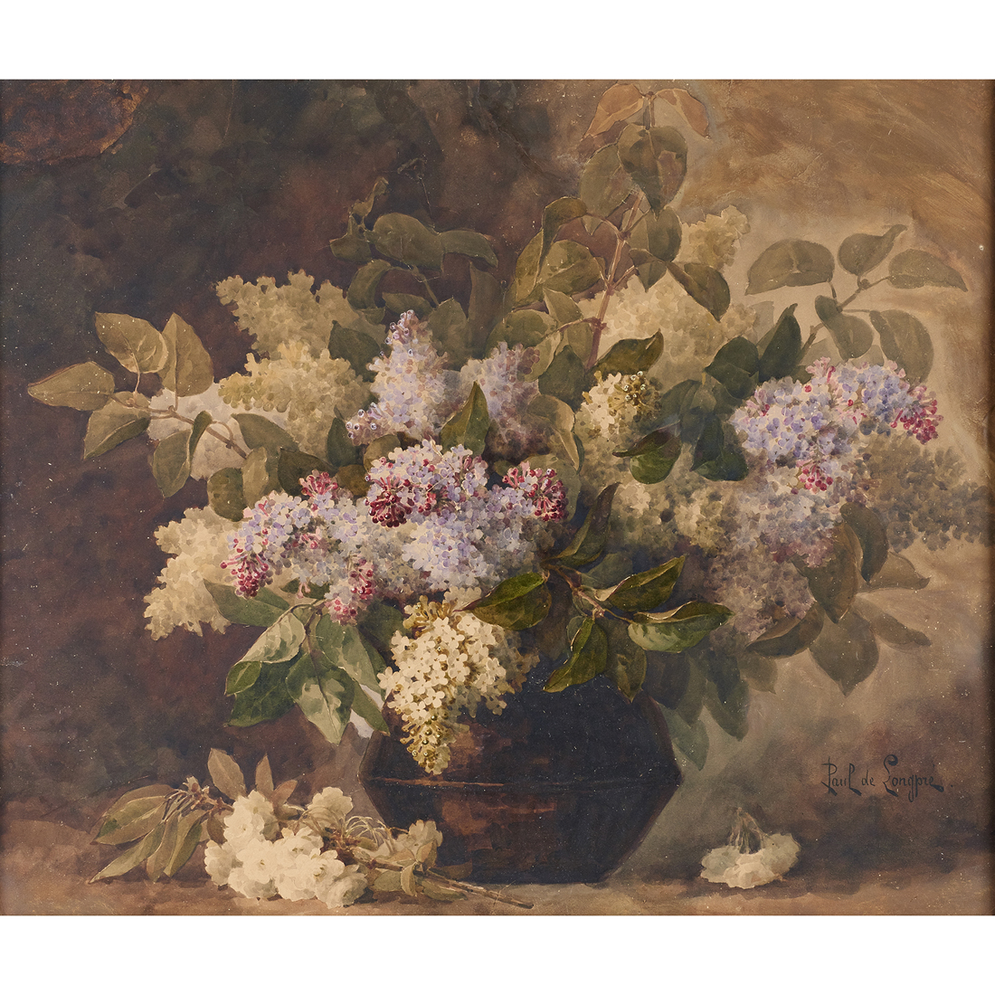 Appraisal: WATERCOLOR PAUL DE LONGPRE Paul de Longpre American - Floral