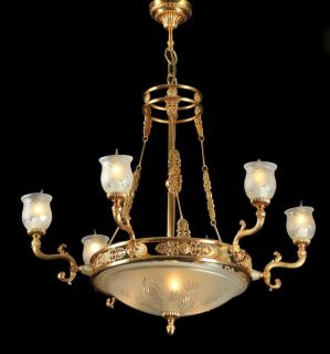 Appraisal: Italian -arm gilt chandelier having a circular crown supporting a