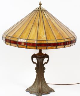 Appraisal: TIFFANY STYLE SLAG GLASS PARLOR LAMP TIFFANY STYLE SLAG GLASS