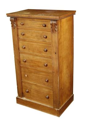 Appraisal: A Victorian mahogany Wellington chest of six graduated drawers with