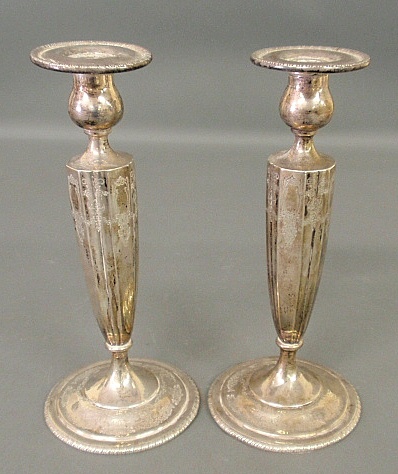 Appraisal: - Pair of weighted sterling silver candlesticks h -