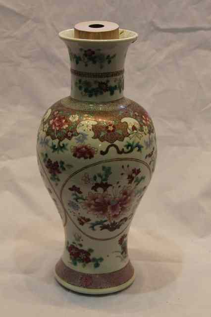 Appraisal: A FAMILLE ROSE BALUSTER VASE used as a table lamp