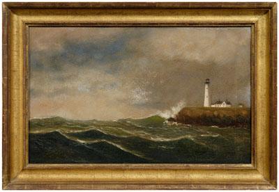 Appraisal: th century maritime painting lighthouse on a New England coast