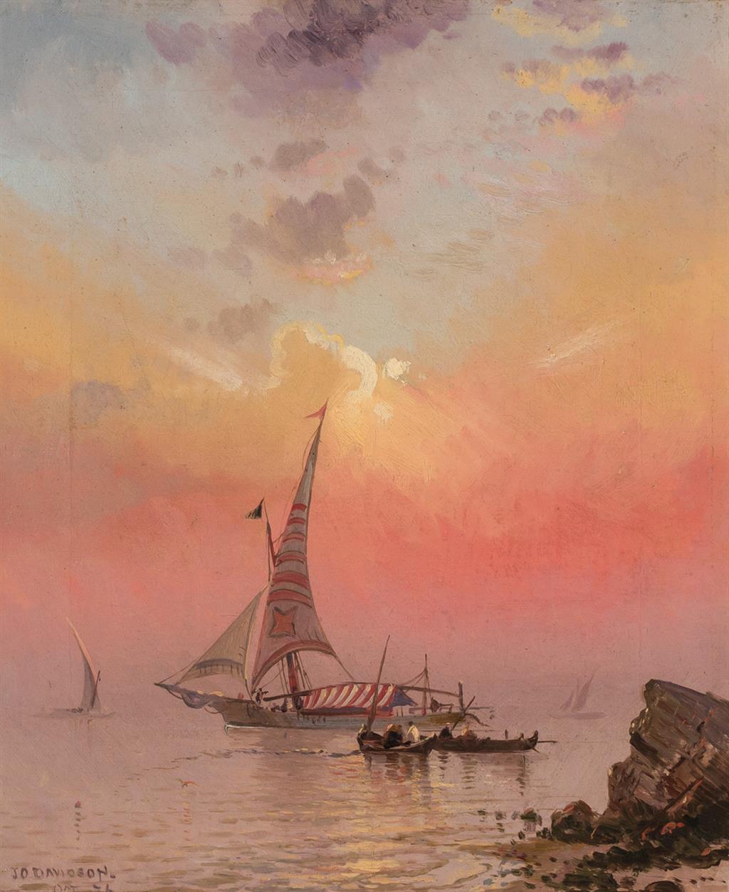 Appraisal: JULIAN OLIVER DAVIDSON American - Sail in Sunset oil on