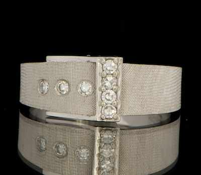 Appraisal: A White Gold and Diamond Buckle Ring k white gold