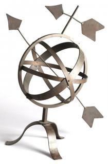 Appraisal: Bronzed Armillary Sphere Sundial Weathervane The top with an arrow-shaped