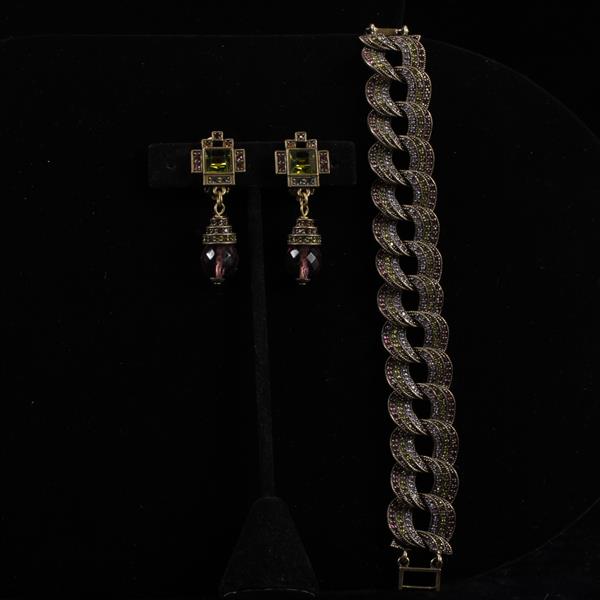 Appraisal: Heidi Daus pc Bracelet Clip Earrings Bracelet marked Heidi Daus