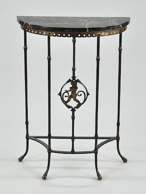 Appraisal: An Art Deco Hall Table With a semi-circular black veined