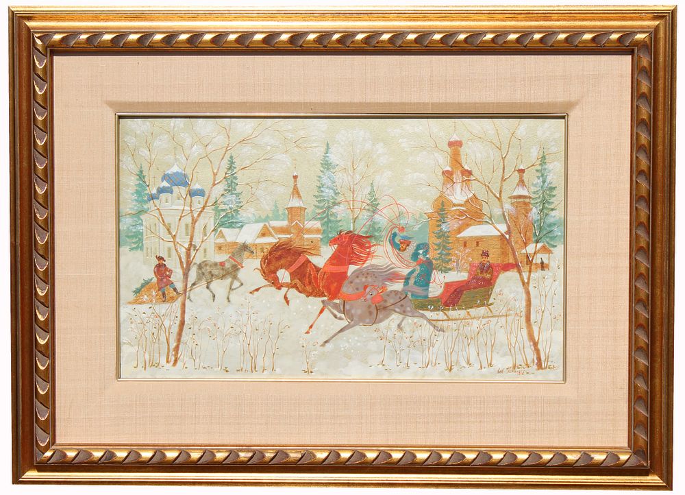 Appraisal: Signed Russian School Troika Painting Signed Russian School Troika Painting