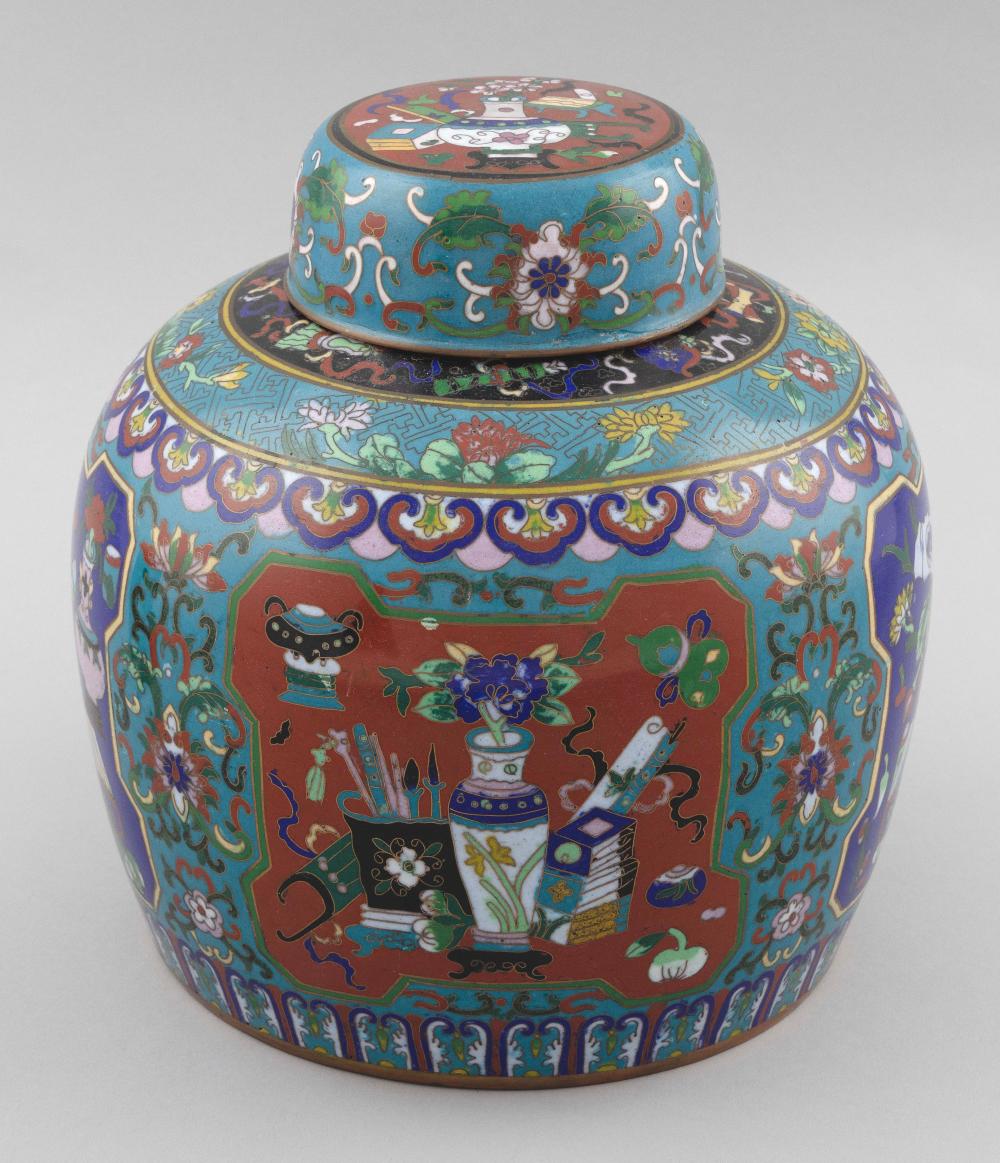 Appraisal: CHINESE CLOISONN ENAMEL COVERED JAR EARLY TH CENTURY HEIGHT CHINESE