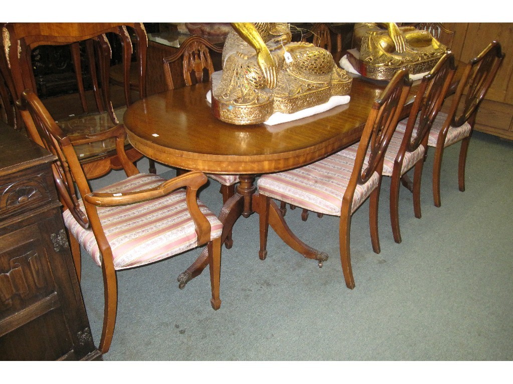 Appraisal: Regency style dining room suite comprising twin pedestal table eight