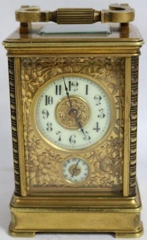 Appraisal: LATE TH CENTURY FRENCH BRASS CARRIAGE CLOCK BYAIGUILLES LIG REVEIL