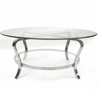 Appraisal: Mid Circular glass top cocktail table with lower tier on