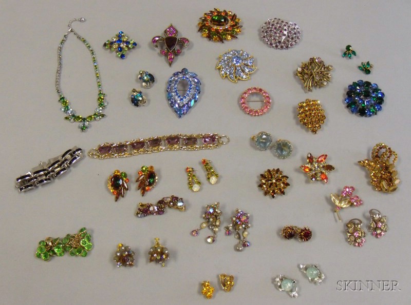 Appraisal: Group of Assorted Colored Paste Costume Jewelry makers include ART