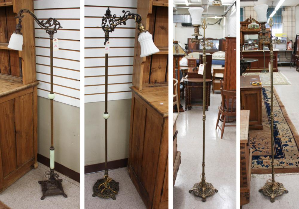 Appraisal: FOUR VINTAGE GILDED IRON FLOOR LAMPS American c 's a