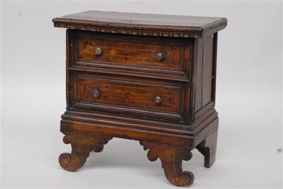 Appraisal: TH CENTURY ITALIAN DIMINUTIVE CHEST Walnut with two banded faux