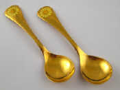 Appraisal: Georg Jensen A pair of silver gilt and enamel dessert