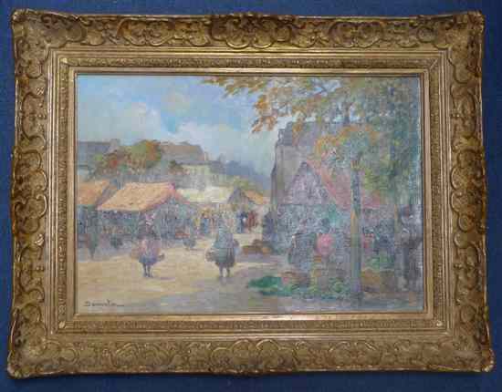 Appraisal: Eugene Demester French b oil on canvas Breton market scene