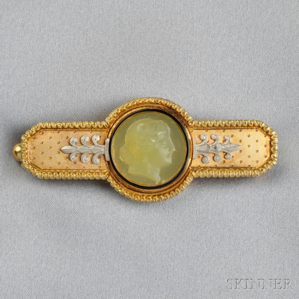 Appraisal: Antique kt Gold and Glass Cameo Brooch France the glass