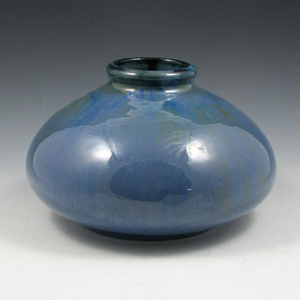 Appraisal: Broad volcano vase by Fulper in blue with green highlights