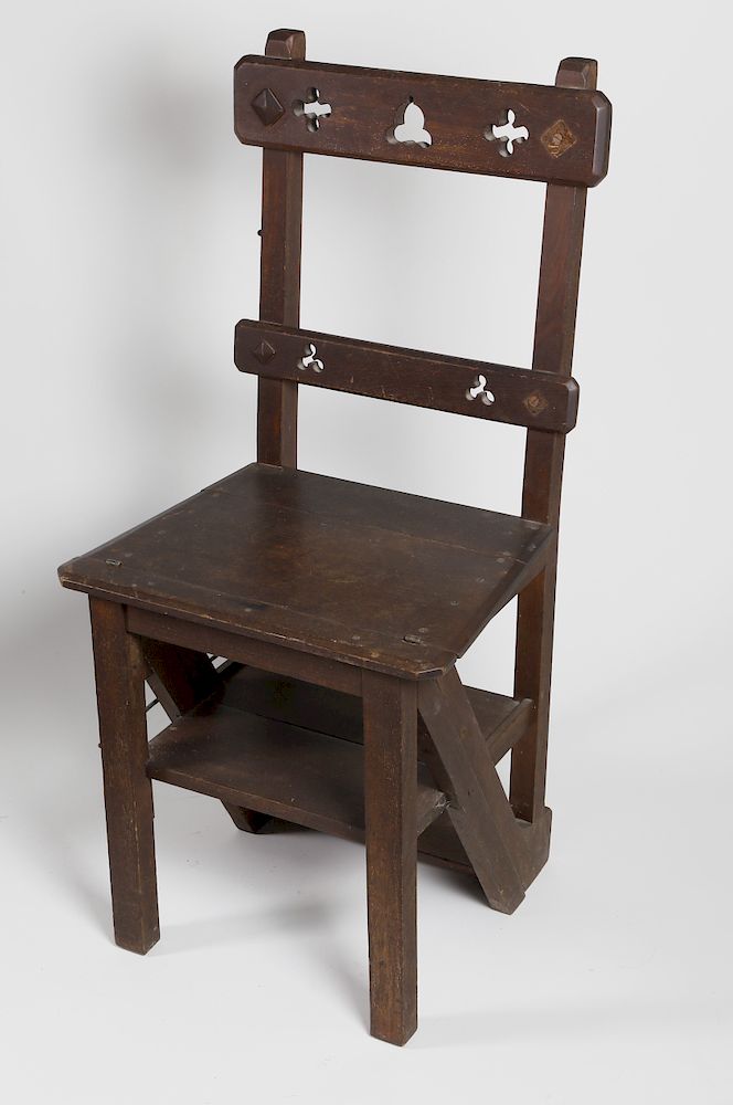 Appraisal: Antique American Arts Crafts Metamorphic Oak Chair Ladder Exclusive on