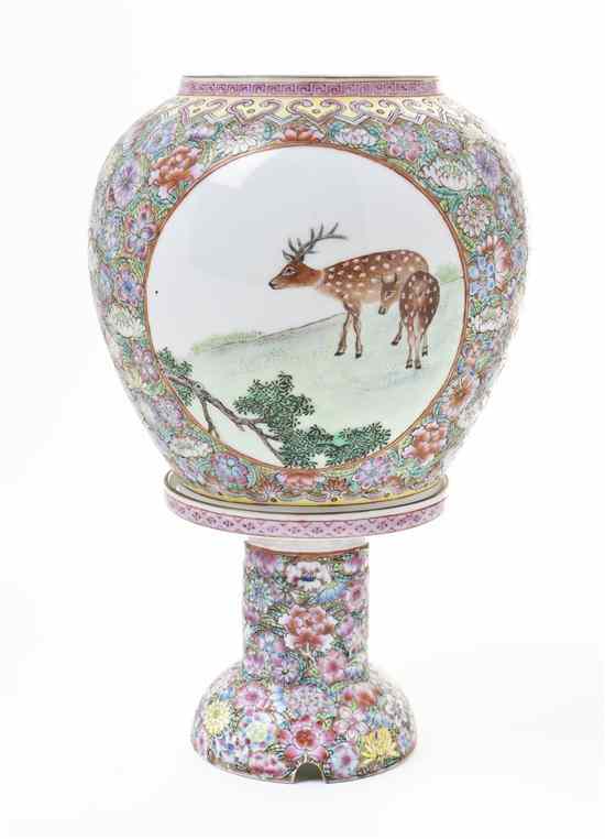 Appraisal: An Eggshell Porcelain Famille Rose Lantern on Stand having allover