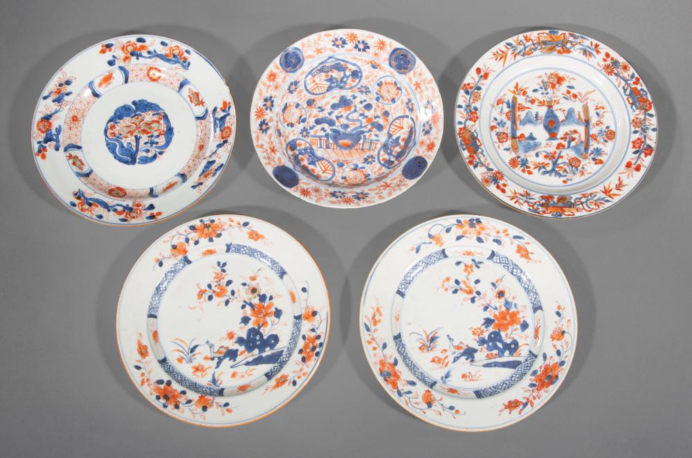 Appraisal: Assembled Chinese Export Imari Porcelain Tableware th c incl dishes