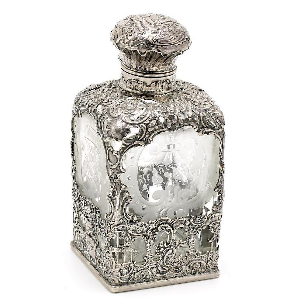 Appraisal: Silver Reticulated Perfume Bottle - No Reserve Silver reticulated perfume