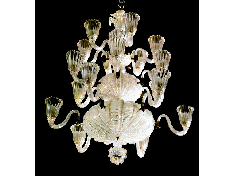 Appraisal: VENETIAN GLASS CHANDELIER white and gold infused glass in three