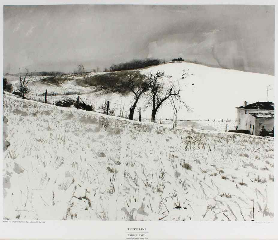 Appraisal: WYETH Andrew American - ''Fence Line'' Collotype sight size ''