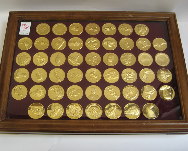 Appraisal: A COLLECTION OF FIFTY GOLD ON BRONZE MEDALS titled The