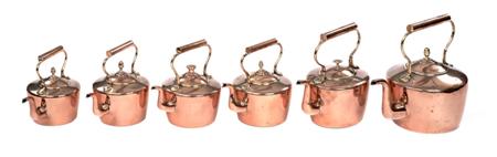 Appraisal: A matched graduated set of six late th century copper