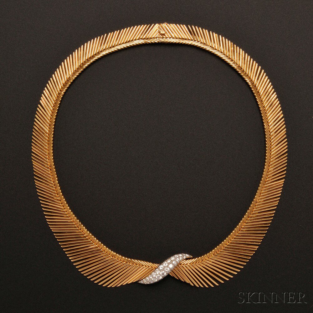 Appraisal: kt Gold and Diamond Angel Hair Necklace Van Cleef Arpels