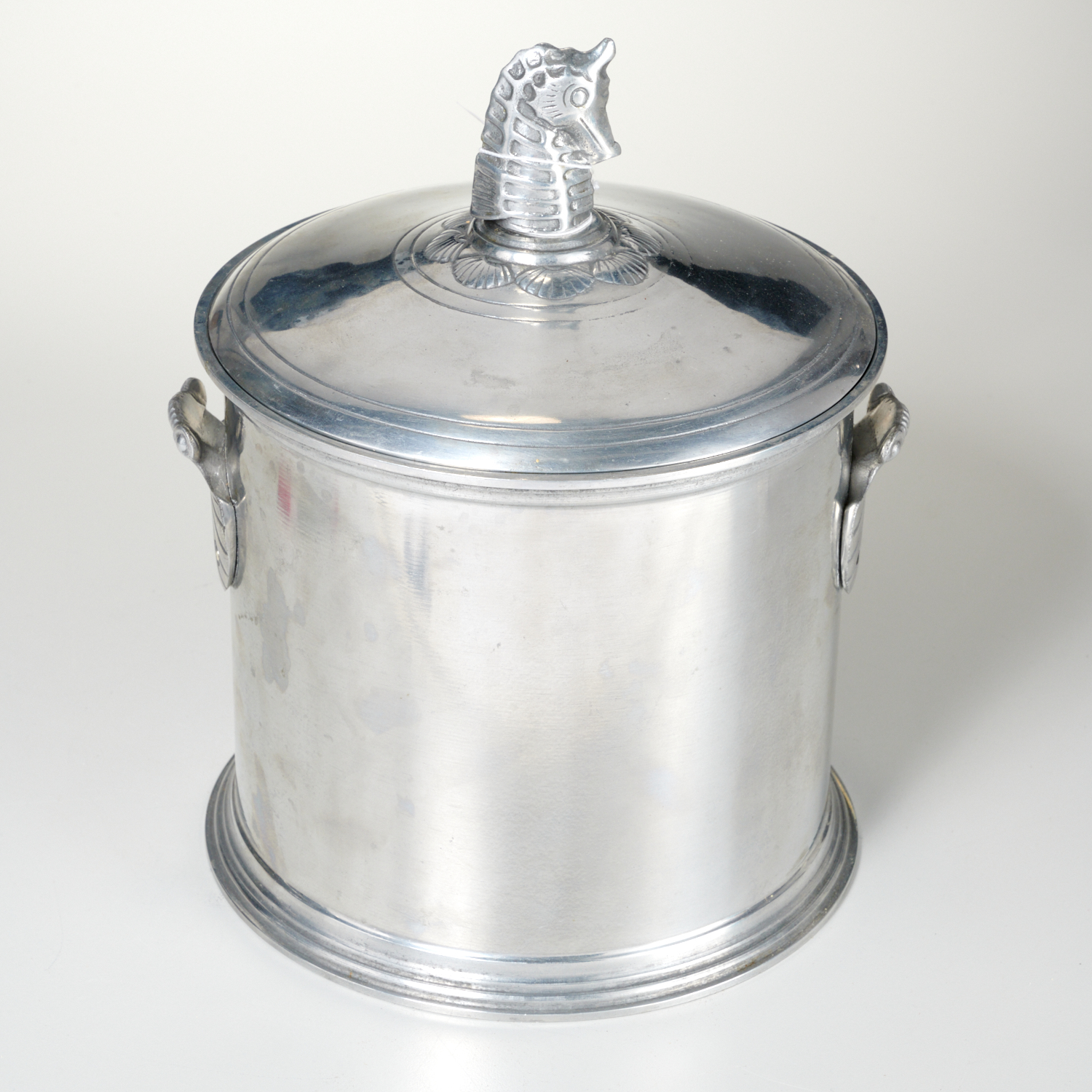 Appraisal: GEORGES BRIARD SEAHORSE ICE BUCKET th c brushed aluminum ice