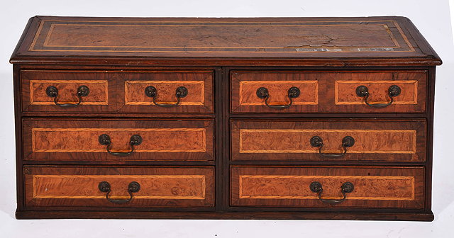 Appraisal: A TH CENTURY TABLE TOP CHEST OF TWO SHORT AND